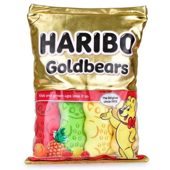 New Target Haribo GoldBears Candy Pillow Set 4 Plush Gummy Bear Candies 16x12” - Picture 2 of 4